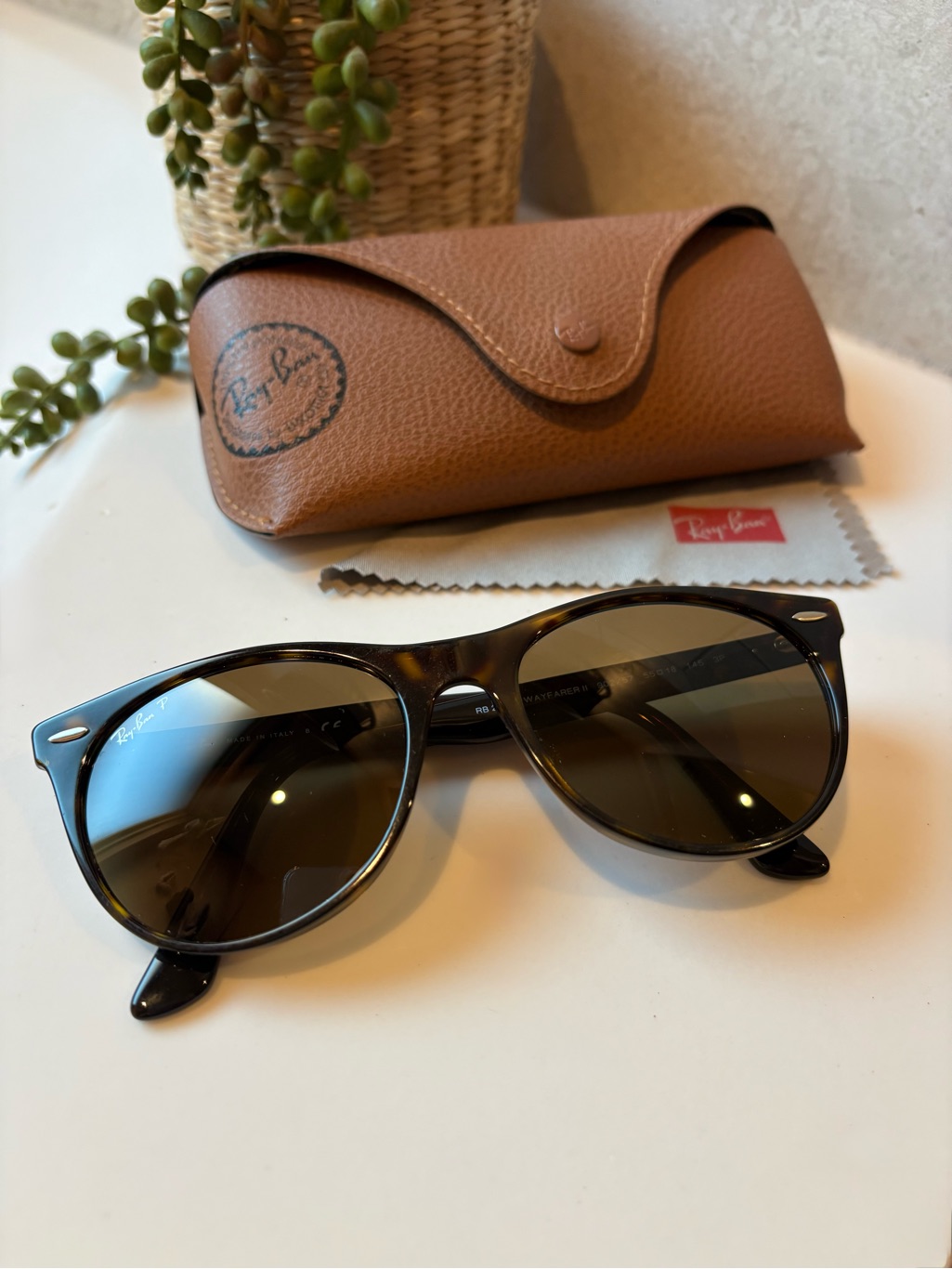 Ray-Ban Wayfarer Ii Tortoiseshell Frame Sunglasses With Polarized Brown Lenses